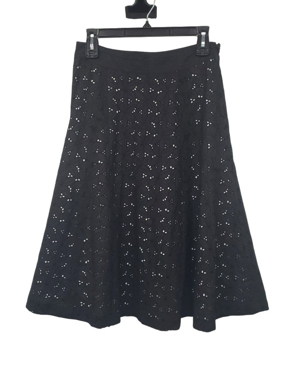 Semantiks Nordstrom Black White Cotton Eyelet Knee Length A Line Skirt Career S